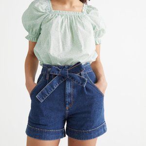 NEW & Other Stories Belted High Waist Paperbag Denim Shorts